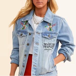 NWT Ed Hardy Brave Eagle Denim Jacket